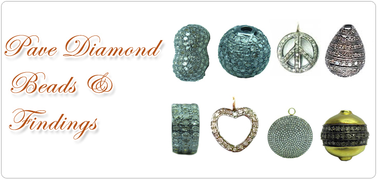 Pave Diamond Beads & Findings